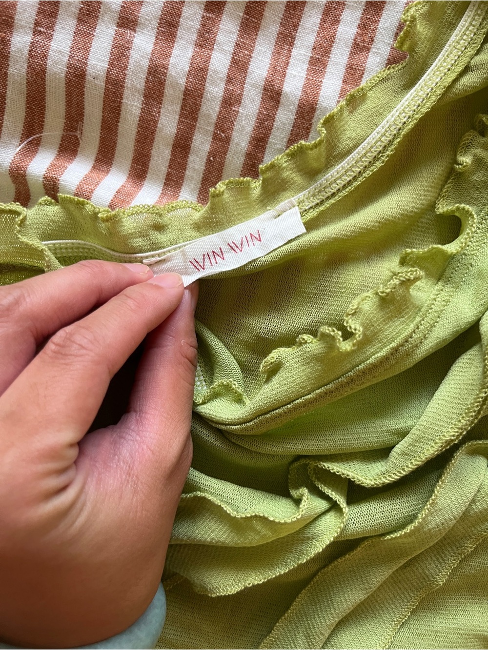 Lime Green One-Shoulder Ruffled Top - Picture 2 of 3